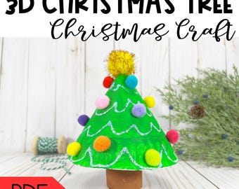 Árbol de Navidad para niños en edad preescolar: kit imprimible. Árbol de Navidad 3D para niños pequeños.