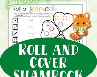 Roll and Cover Shamrock St. Patrick's Day games for Kids St. Paddy's Day Kids dice game St. Patrick's Day printable