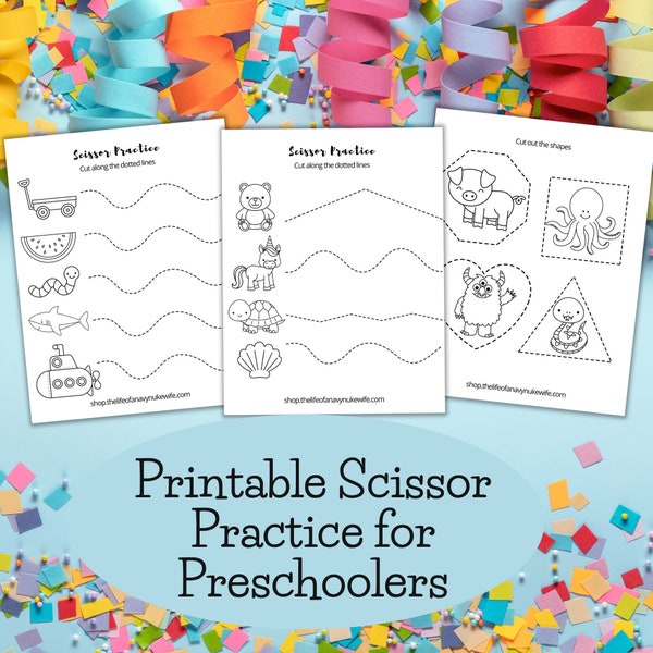 Scissor Skills Printable Preschool Worksheet, Learning to Use Scissors Line Cutting Worksheets Classroom Scissor Skills Practice