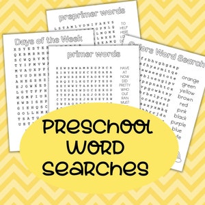 Word Search - Printable Word Search for Preschoolers - Week Days Months ...