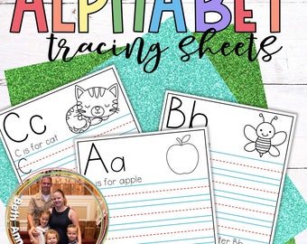 Alphabet Tracing Sheets for Preschoolers, Letter Recognition and Practice for Toddlers