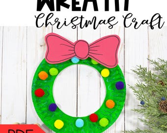Wreath Christmas Crafts for Preschoolers Printable Craft Kit Christmas Craft Toddler Christmas Craft Printable Craft Kit DIY