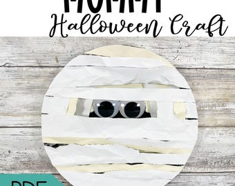 Halloween Mummy Craft for Preschoolers Halloween printable diy halloween art october paper craft Halloween Craft Kit for kids