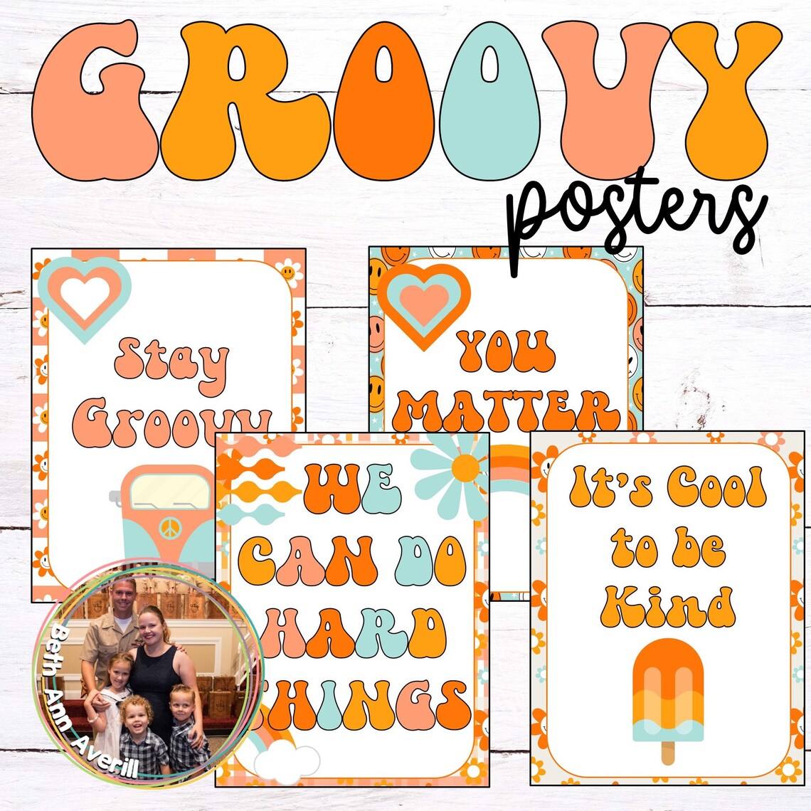 Groovy Boho Motivational Posters Retro Classroom Bulletin Board ...