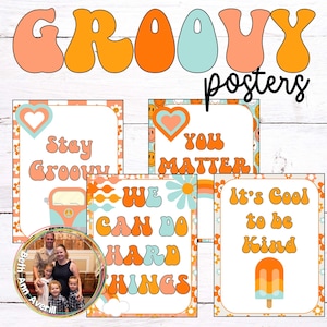 Groovy Boho Motivational Posters Retro Classroom Bulletin Board Decorations
