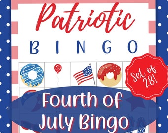 Summer Classroom Games Fourth of July Bingo Cards, VBS Party Bingo Card, Elementary Classroom Bingo Cards