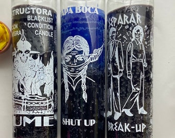 Shut Up-Dump-Break Up Prepared Candle | Vela Preparada Tapa Boca- Destructor-Separar