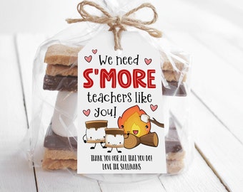 We Need S'more Teachers Like You Gift Tag Template, Printable Smores Teacher Appreciation Tag, Editable Staff Favor Tag, Instant Download