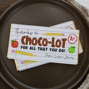 Teacher Appreciation Chocolate Bar Wrapper Template Printable Thanks A