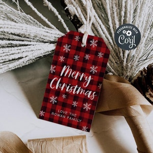 Pack of 10 Handmade Tartan Plaid Vintage Christmas Tree Kraft Gift Tags for  Presents 