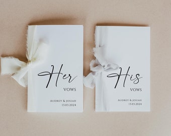 Minimalist Script Wedding Vow Cards Template, Printable Modern Vow Booklets, Editable Classic His And Her Vow Cards, Instant Download, #MW2