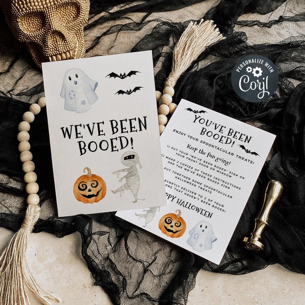 Editable Halloween You've Been Booed Sign Template, Printable We've Been Booed Cards, Neighbor Boo Halloween Game, Instant Download