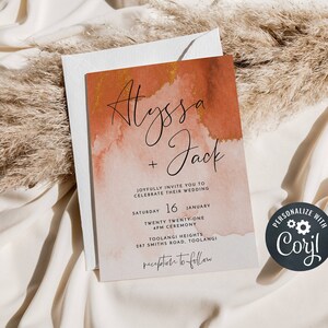 Templett DIY wedding templates Watercolor Orange IN044 Minimalist wedding Orange /& Gold Wedding Bundle INSTANT DOWNLOAD template