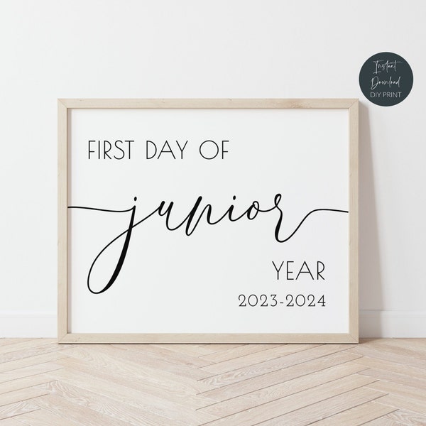 First Day of Junior Year Sign 2023-2024, Printable 11th Grade Sign, College 1st Day, High School Junior Year Sign, Instant Download