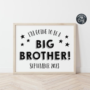 Big Brother Announcement Sign Template, Printable Brother Sign, Editable Pregnancy Announcement Photo Prop, Baby Number 2, Instant Download
