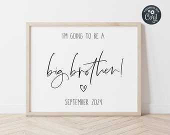 Big Brother Announcement Sign Template, Printable Brother Sign, Editable Pregnancy Announcement Photo Prop, Baby Number 2, Instant Download