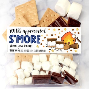 Editable S&#39;mores Bag Topper Template, Printable Appreciated Smore Than You Know Treat Bag Tag, Teacher Employee Favor Tag, Instant Download
