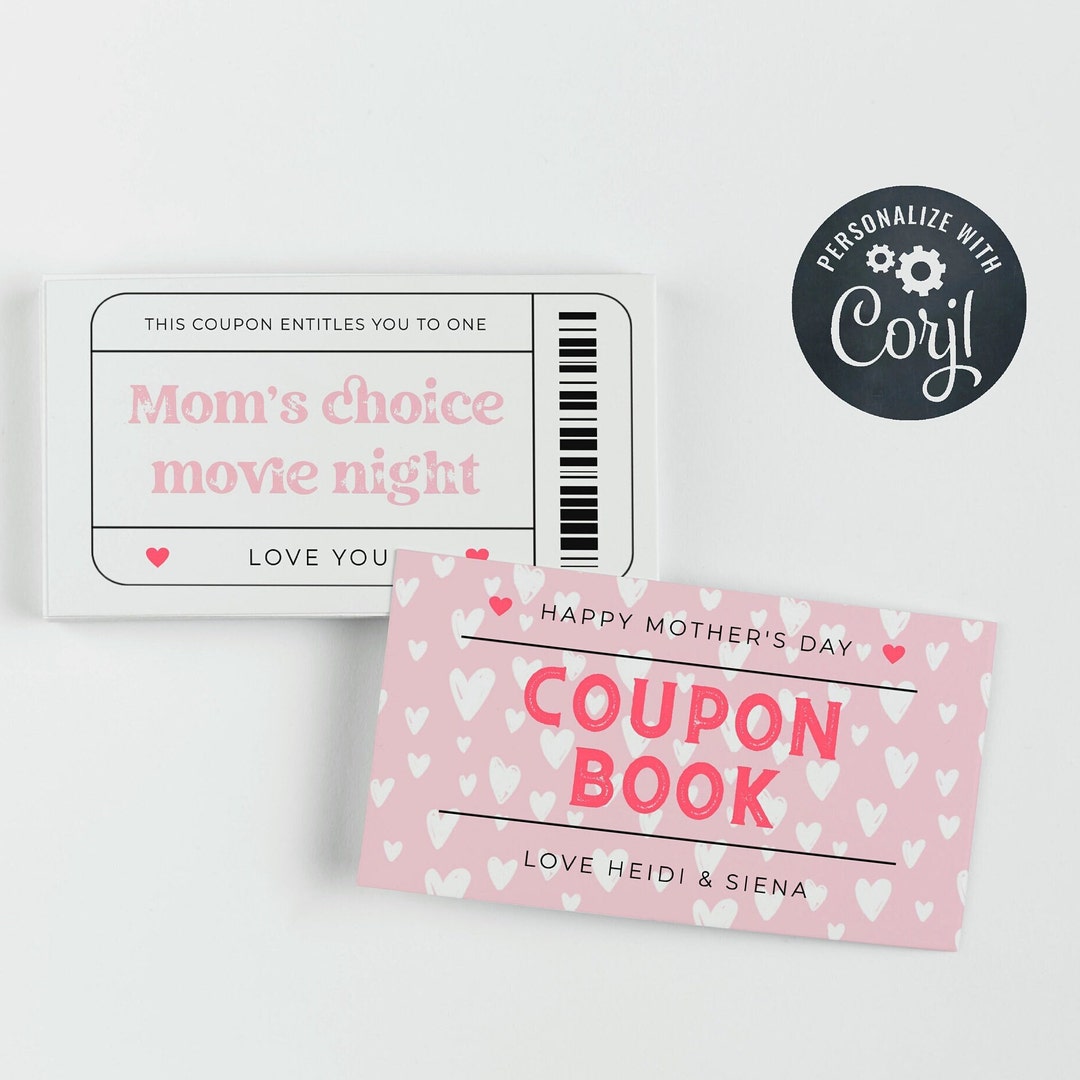 Mother's Day Printable Coupon Book Template, Editable Coupons for Mom, Printable Birthday ...