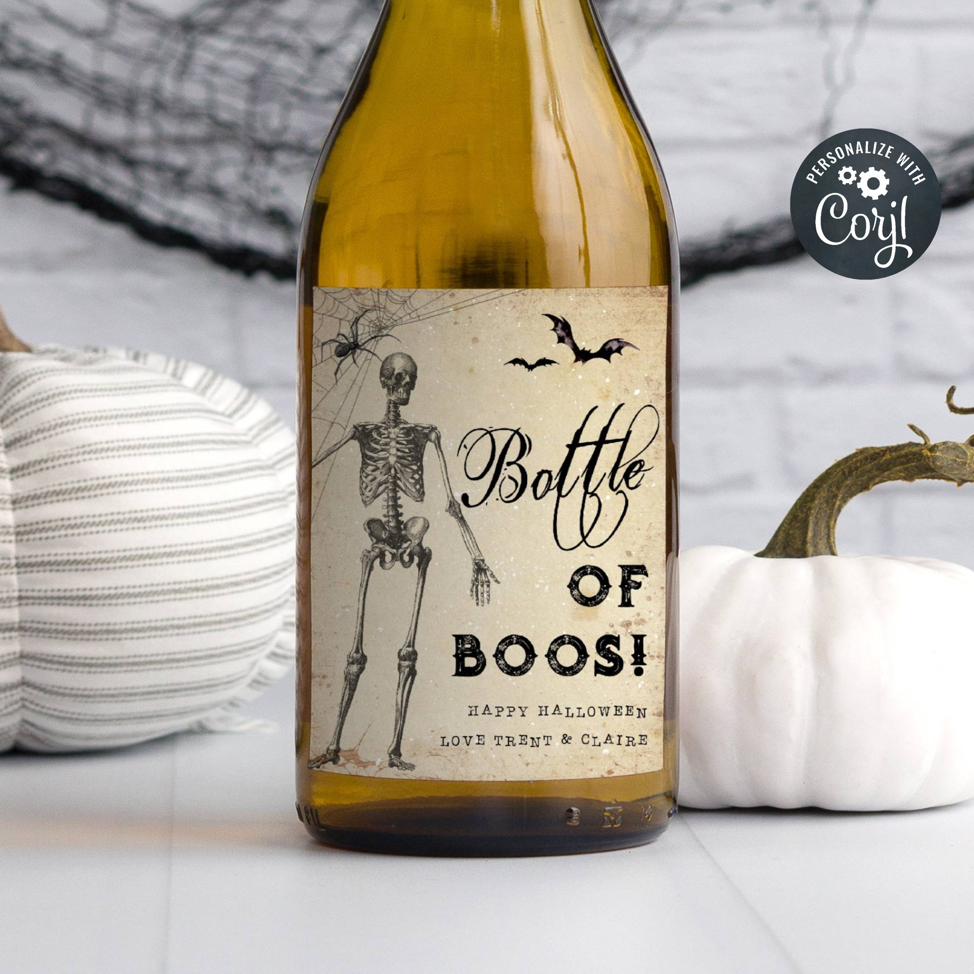 36 etichette per bottiglie di vino di Halloween etichette per vino 12