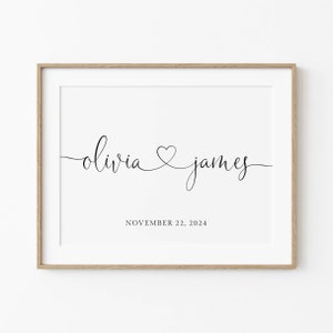 Heart Couple Names Printable Art Template, Personalized Heart Name Art, Engagement Wedding Keepsake, Anniversary Gift, Instant Download, #HF