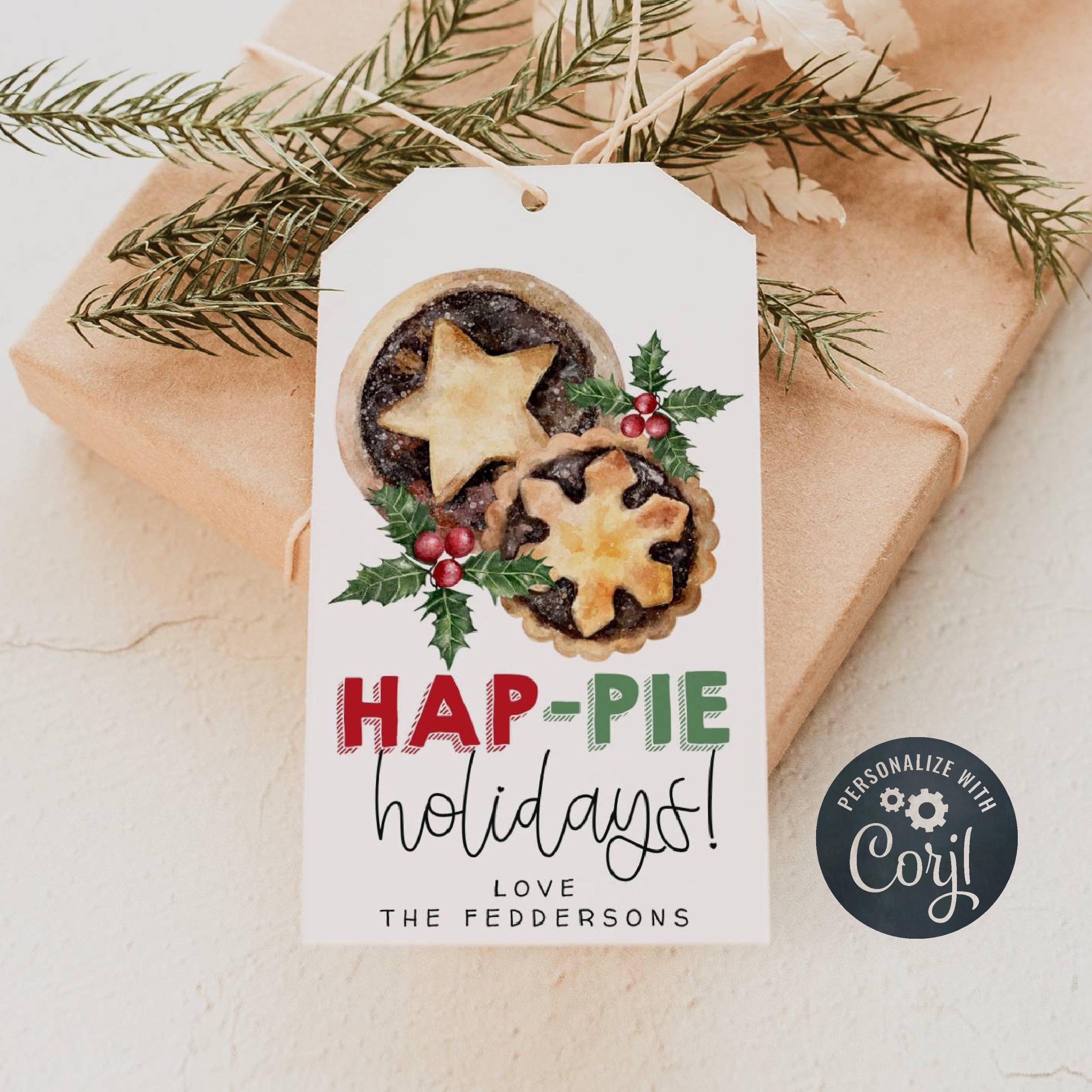 Plantilla de etiqueta de regalo navideña de pastel de carne picada,  etiqueta imprimible de recuerdo festivo de Hap-Pie, etiqueta editable de  agradecimiento al maestro, descarga instantánea - Etsy México, image size:3000x3000