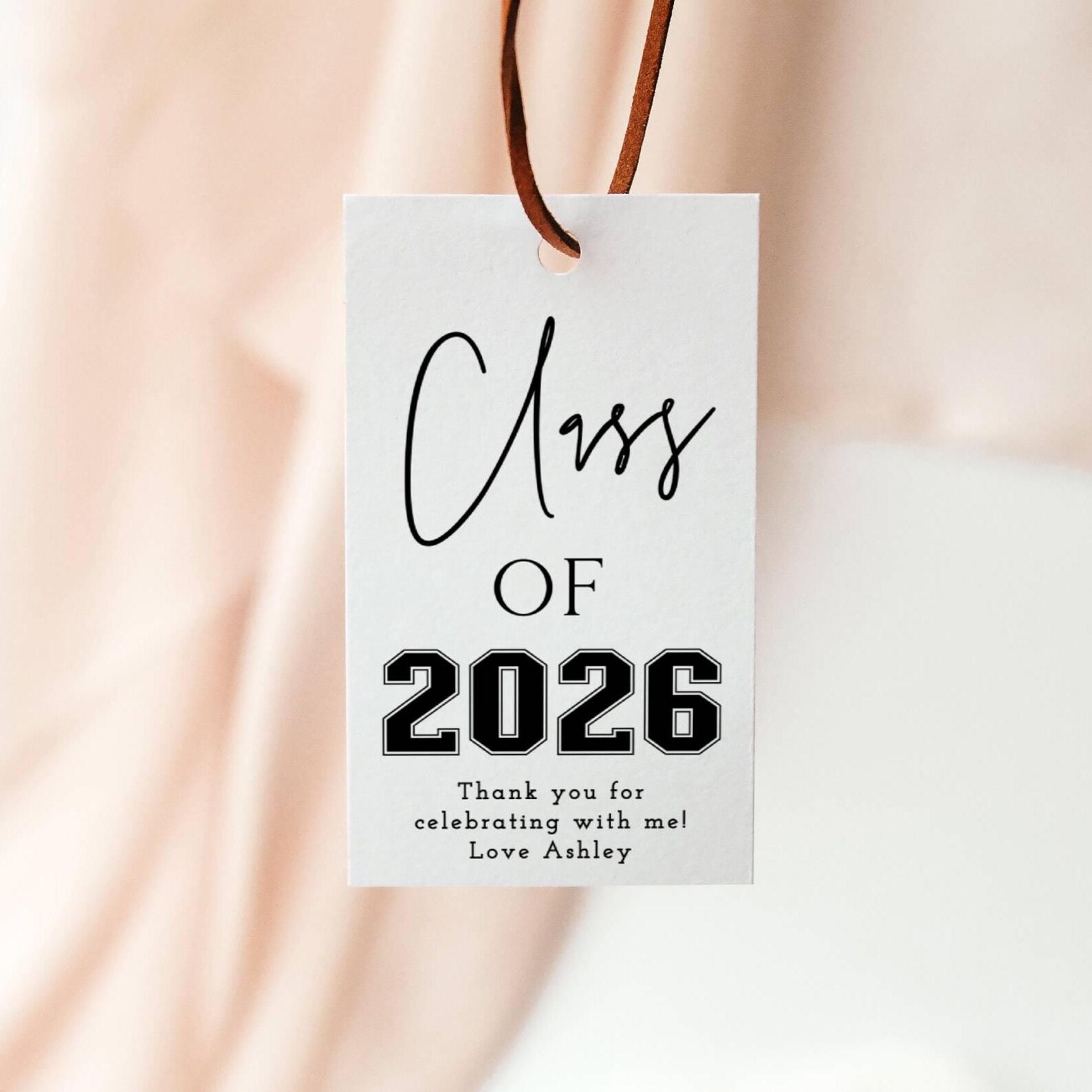 Minimalist Graduation Class of 2026 Favor Tag Template, Printable ...