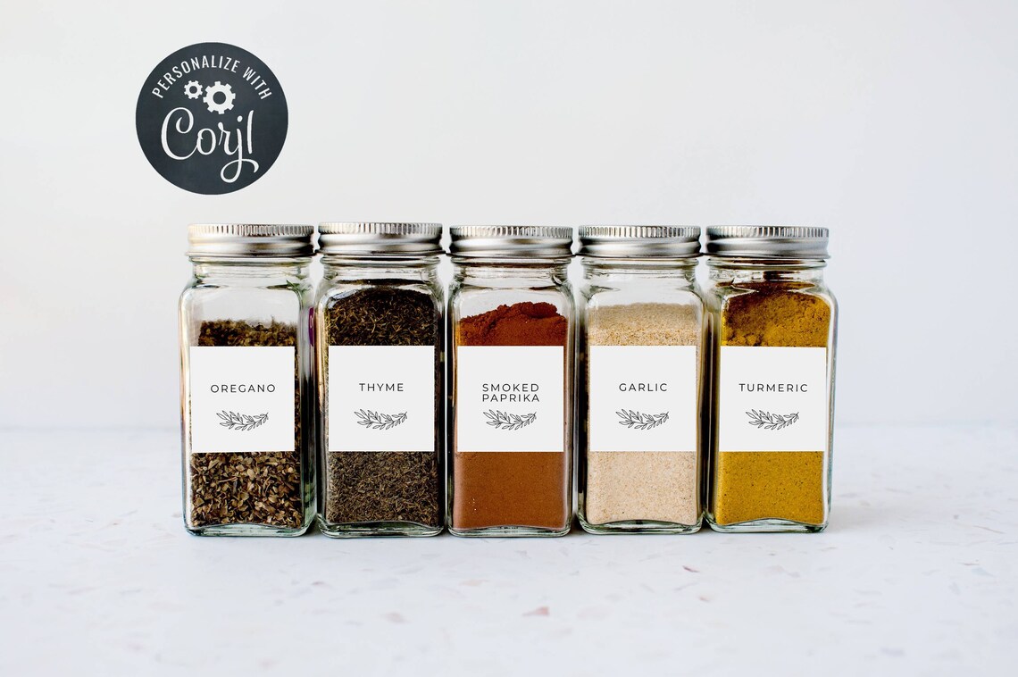 printable spice jar labels editable spice labels simple etsy