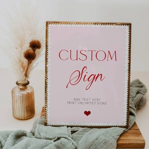 Modello modificabile di cartello personalizzato per compleanno di San Valentino, cartelli stampabili per la festa dei nostri piccoli sposi, stampa cartelli illimitati, download immediato, #V2