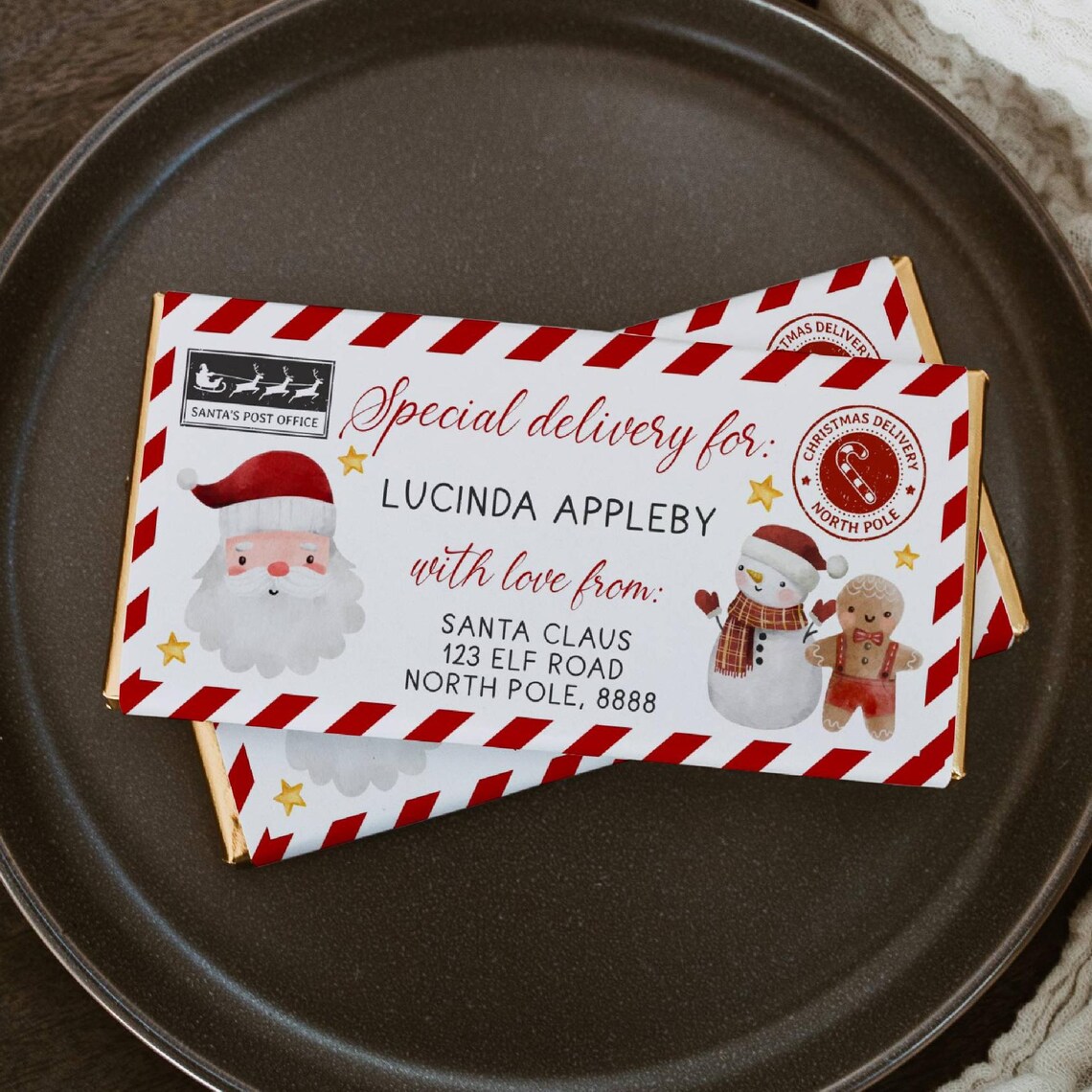 Christmas Chocolate Bar Wrapper Template, Printable Special Delivery ...
