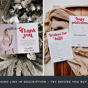 Santa Baby Shower Template Bundle, druckbares Weihnachtsduschpaket, bearbeitbares Weihnachtsmann Hut Duschset, digitaler Download, #CS Bild 9