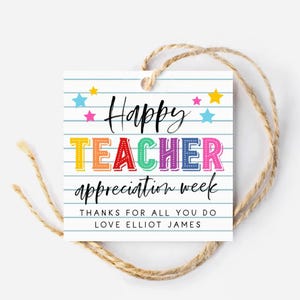 Teacher Appreciation Week Gift Tag Template, Printable Staff Goodie Bag ...