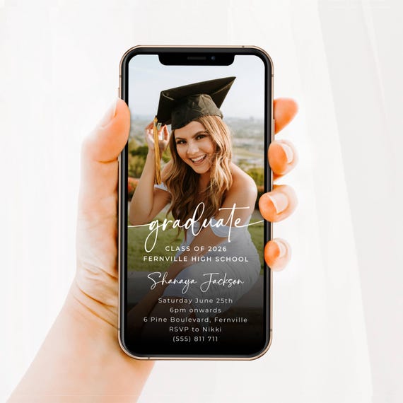 Electronic Photo Graduation Party Invitation Template, Editable Graduate Evite Announcement, Modern Digital Grad Invite, Instant Download