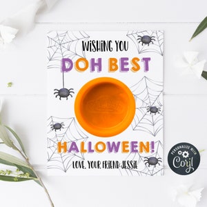 Modèle de carte Halloween Play Doh, imprimable vous souhaitant le meilleur support de pâte à modeler d'Halloween pour Halloween, étiquettes modifiables d'araignée fantasmagorique, téléchargement immédiat