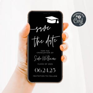Electronic Modern Graduation Save The Date Template, Editable Minimalist Graduate Announcement, Digital Grad Party Invite, Instant Download