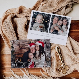 Winter Stars Photo Holiday Card Template, Printable Christmas Card, Editable Modern Minimalist Family Greeting Card, Digital Download