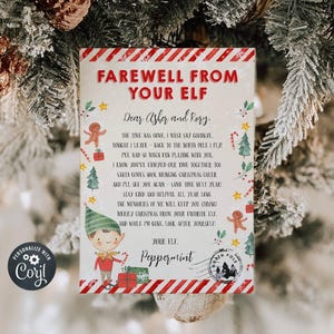 Carta de despedida editável de elfo, modelo de nota de despedida de elfo para impressão, carta de partida de elfo personalizada, menino ou menina, download instantâneo