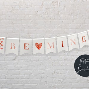 printable valentine s day heart shape banner happy etsy