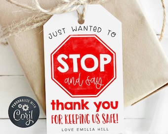 School Crossing Guard Appreciation Gift Tag Template, Printable Stop Sign Thank You Favor Tag, Editable Safety Guard Tag, Digital Download