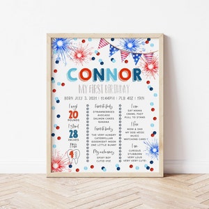 Editable 4th Of July Birthday Milestone Sign Template, Printable Patriotic Birthday Poster, First Year Keepsake Poster, Digital Download #LF image 3