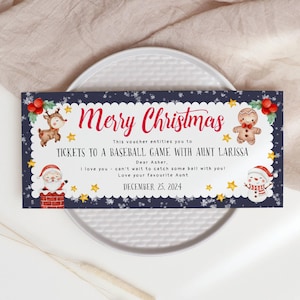 Plantilla de certificado de regalo de Navidad, cupón de regalo de Navidad para niños imprimible, cupón de regalo de Navidad lindo y divertido editable, descarga instantánea