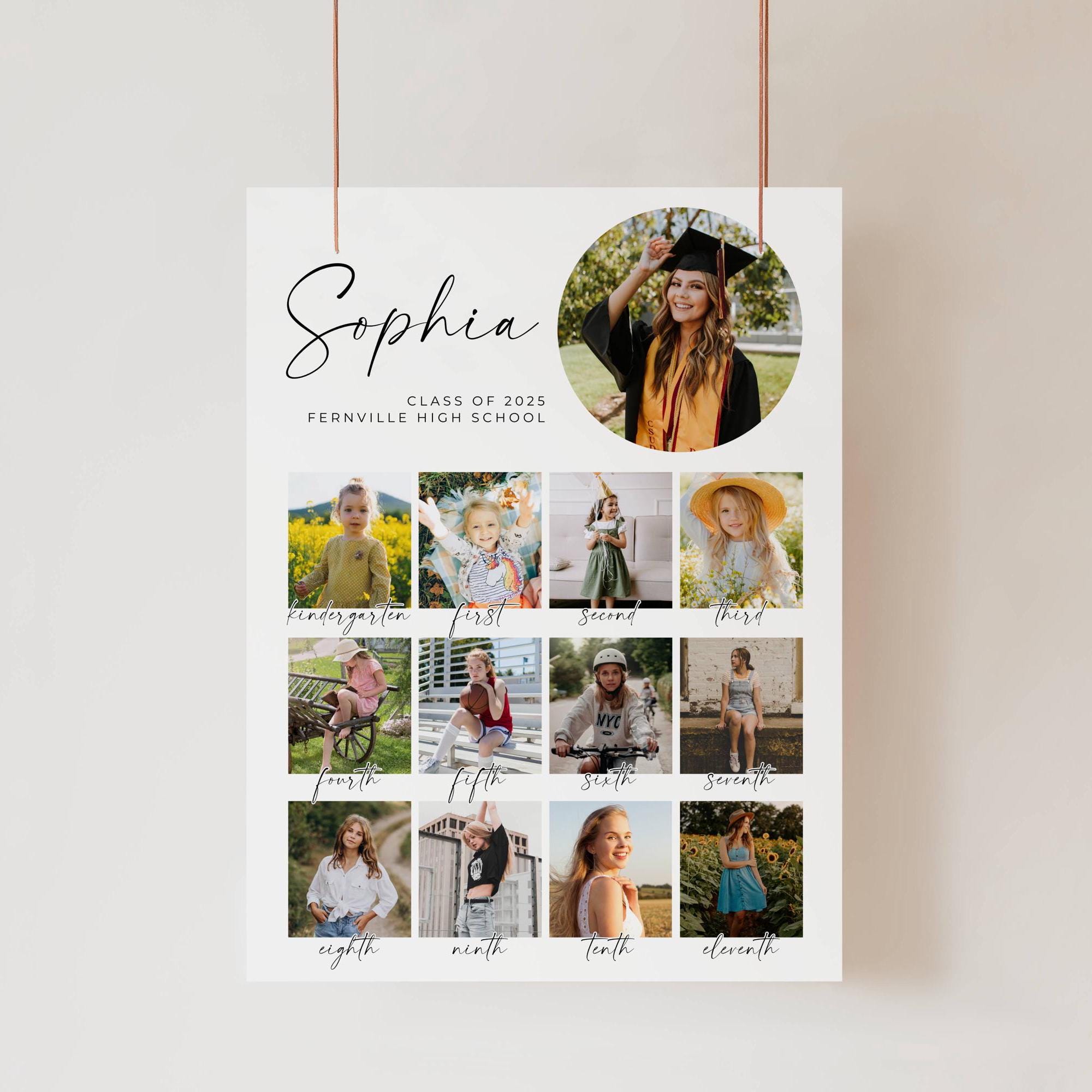 K-12 Graduation Photo Collage Poster Template, Printable High School ...