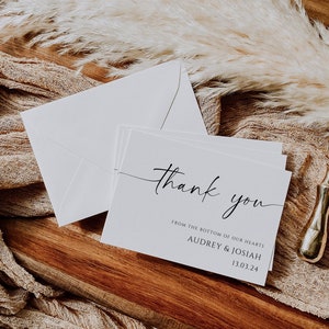 Minimalist Script Thank You Card Template, Printable Modern Classic Wedding Thank You, Editable Folded Or Flat Thanks, Instant Download MW2 image 2