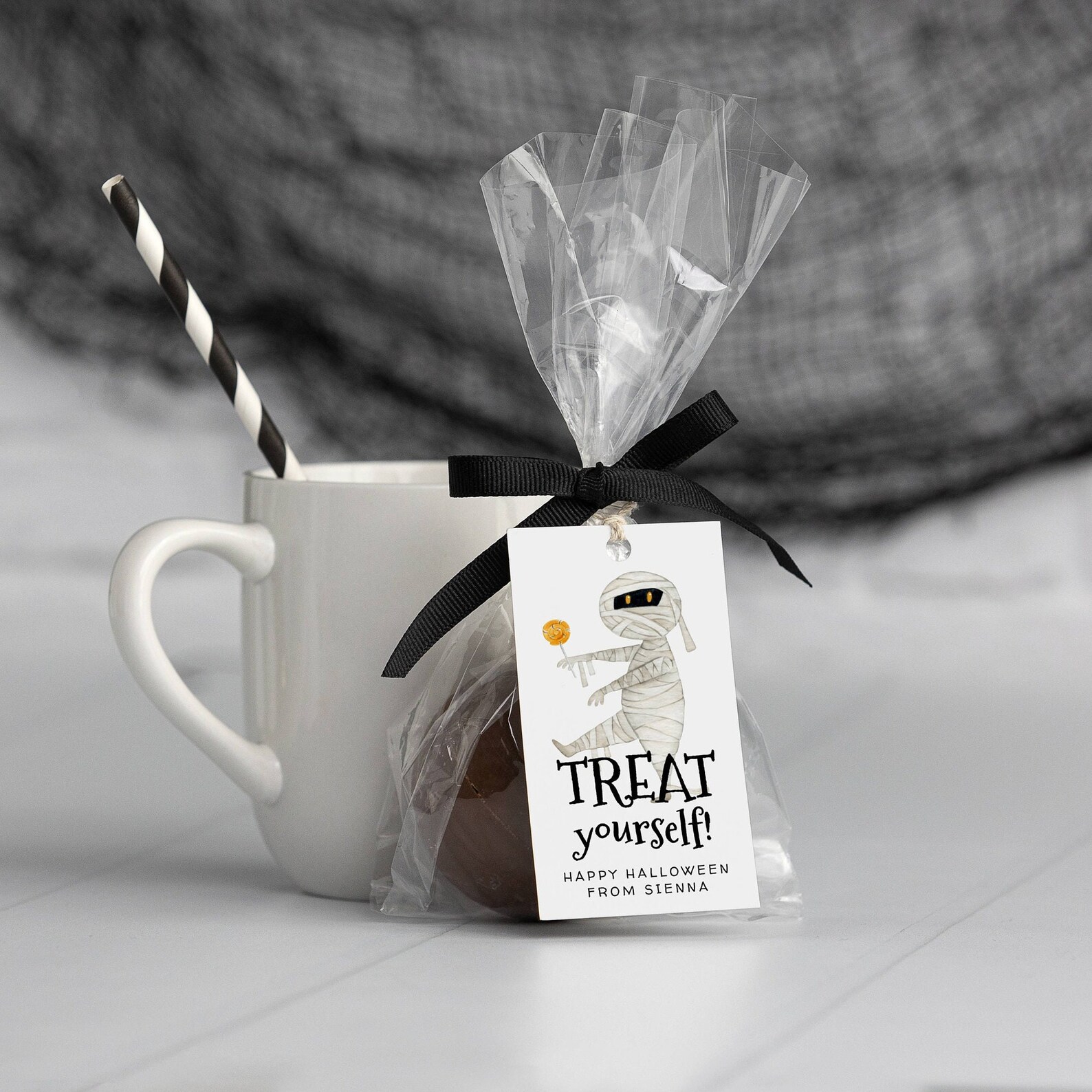 Editable Halloween Favor Tag Template, Printable Treat Yourself Gift ...