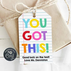 You Got This Gift Tag Template, Printable Testing Day Good Luck Favor Tags, Editable Classroom Finals Treat Tag, Instant Download