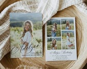 Photo Graduation Party Invitation Template, Printable Modern Graduate Announcement, Editable Elegant Grad Party Invite, Digital Download