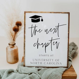 Das nächste Kapitel Schild Vorlage, druckbare moderne Grad Party Schild, bearbeitbar mein nächstes Kapitel beginnt an der Universität Schild, Sofort Download, #SG