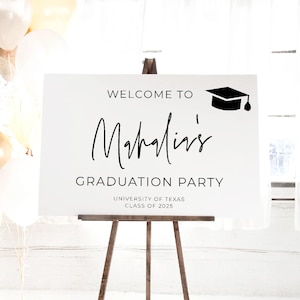 Modern Graduation Welcome Sign Template, Printable Minimalist Graduate Welcome Board, Editable Grad Party Poster, Instant Download, #SG