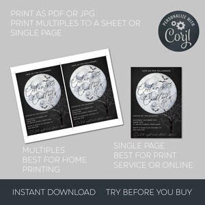 Halloween Costumes &amp; Cocktails Invitation Template, Printable Full Moon ...