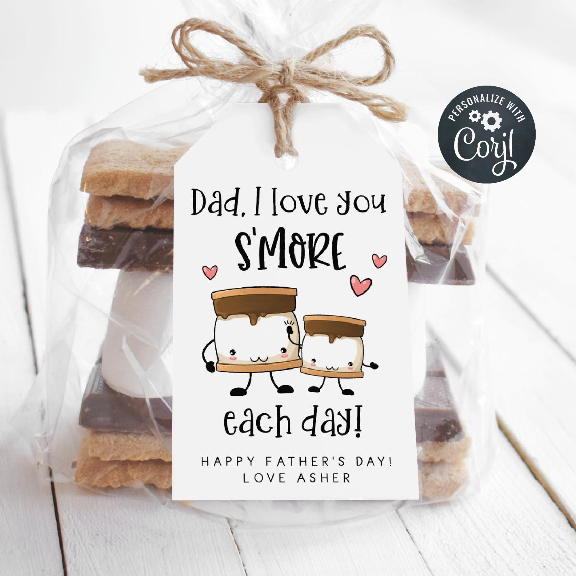 Father's Day S'mores Gift Tag Template, Printable Fathers Day Favor…