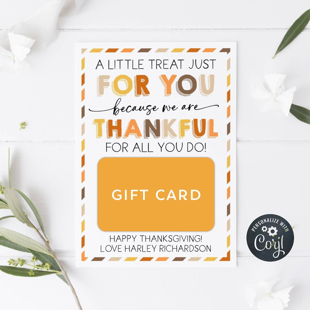 Thanksgiving Gift Card Holder Template, Printable Thankful for You ...